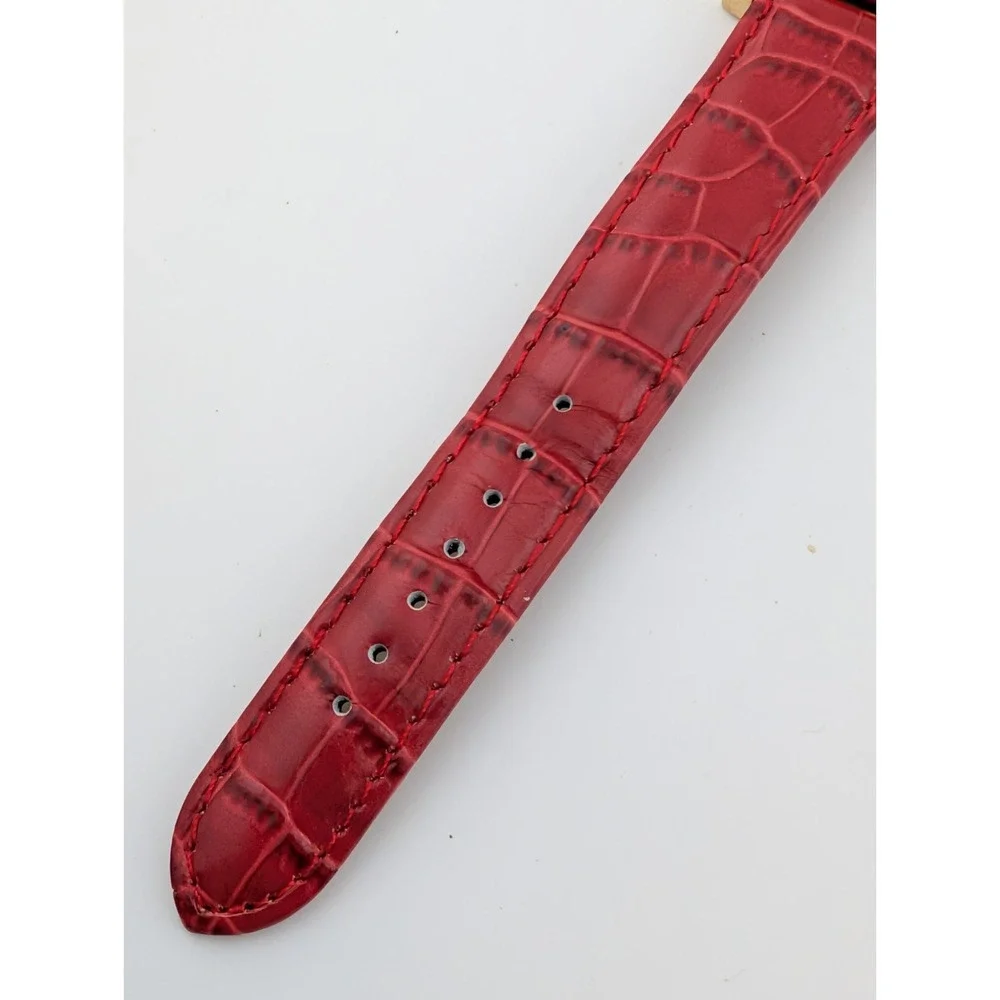 Gossip Watch Women 27mm Case MOP Dial Red Leather‎ Band- New Battery